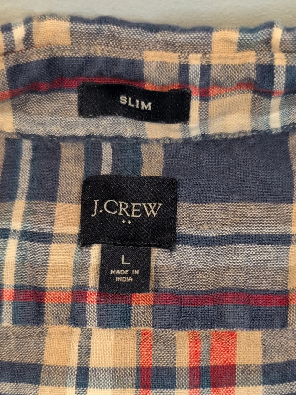 J. Crew Mens Large Slim Linen-Cotton Short Sleeve Button Down Shirt Style #A0560